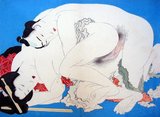 Toyohara Chikanobu (豊原周延) (1838–1912), better known to his contemporaries as Yōshū Chikanobu (楊洲周延), was a prolific woodblock artist of Japan's Meiji period.